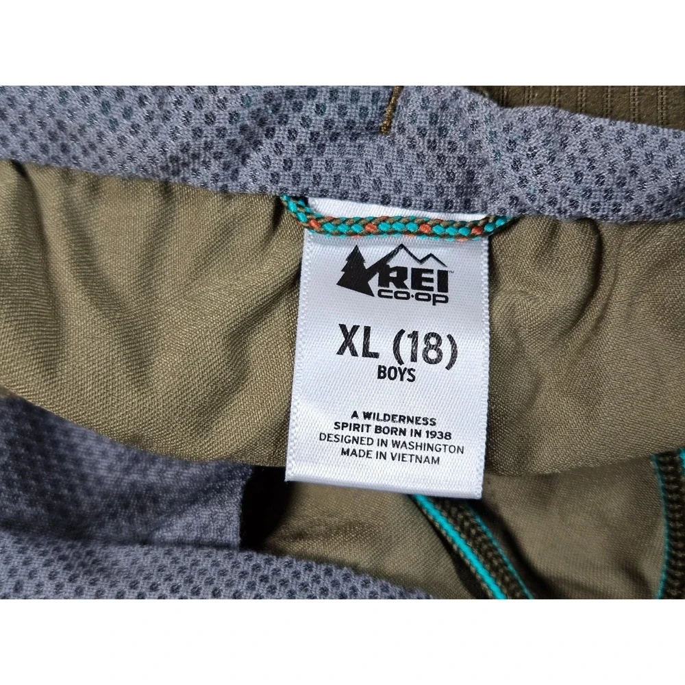 REI Co-op Hiking Pants Boys XL 18 Olive Nylon Outdoor Trail Pants Casual